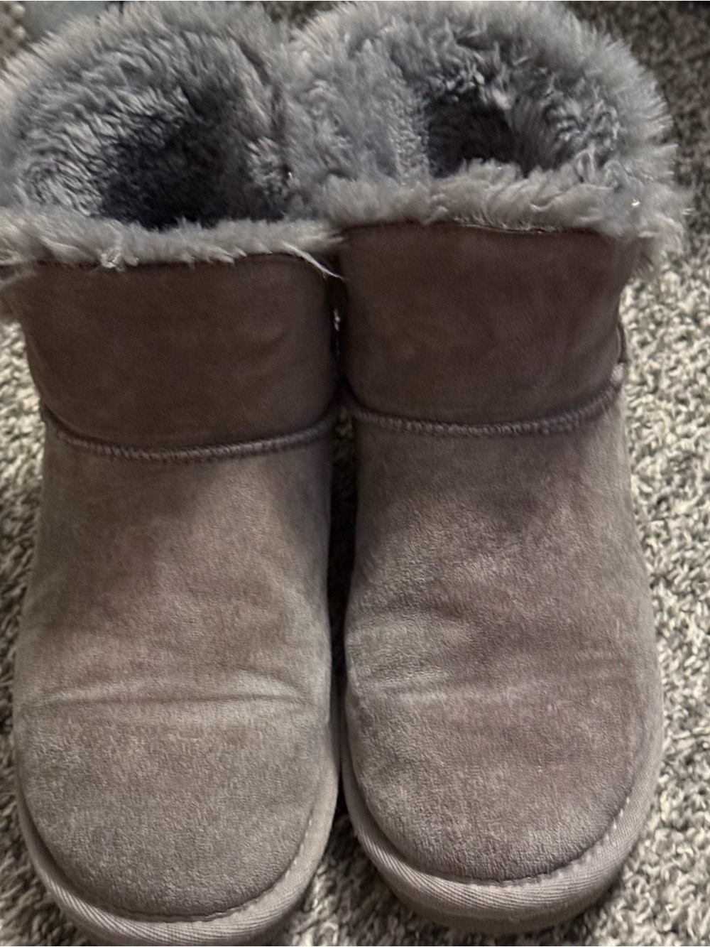 Women’s Gray Suede Shearling Lined Winter Boots